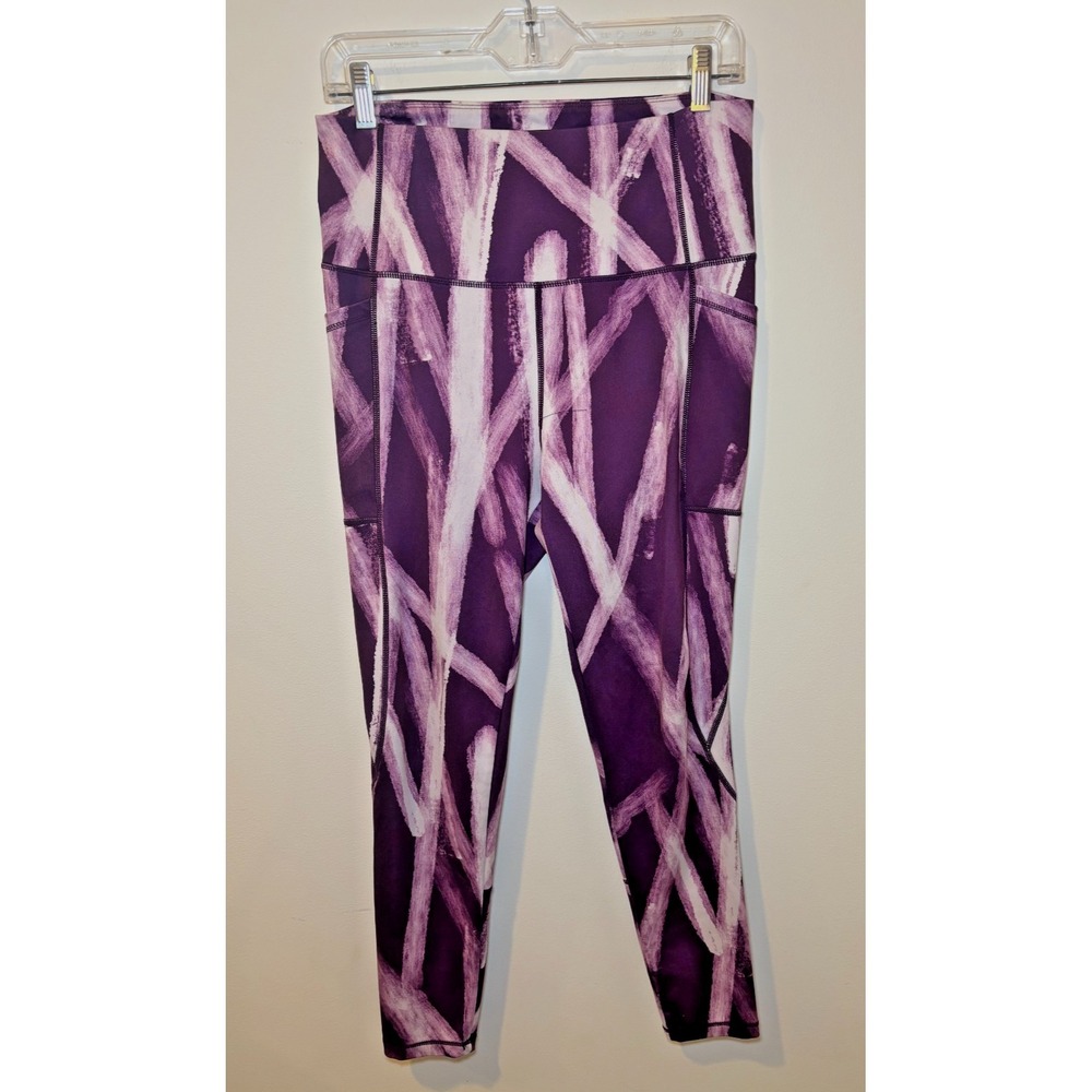 Body Glove Leggings Women's Size L Purple‎ White with Pockets